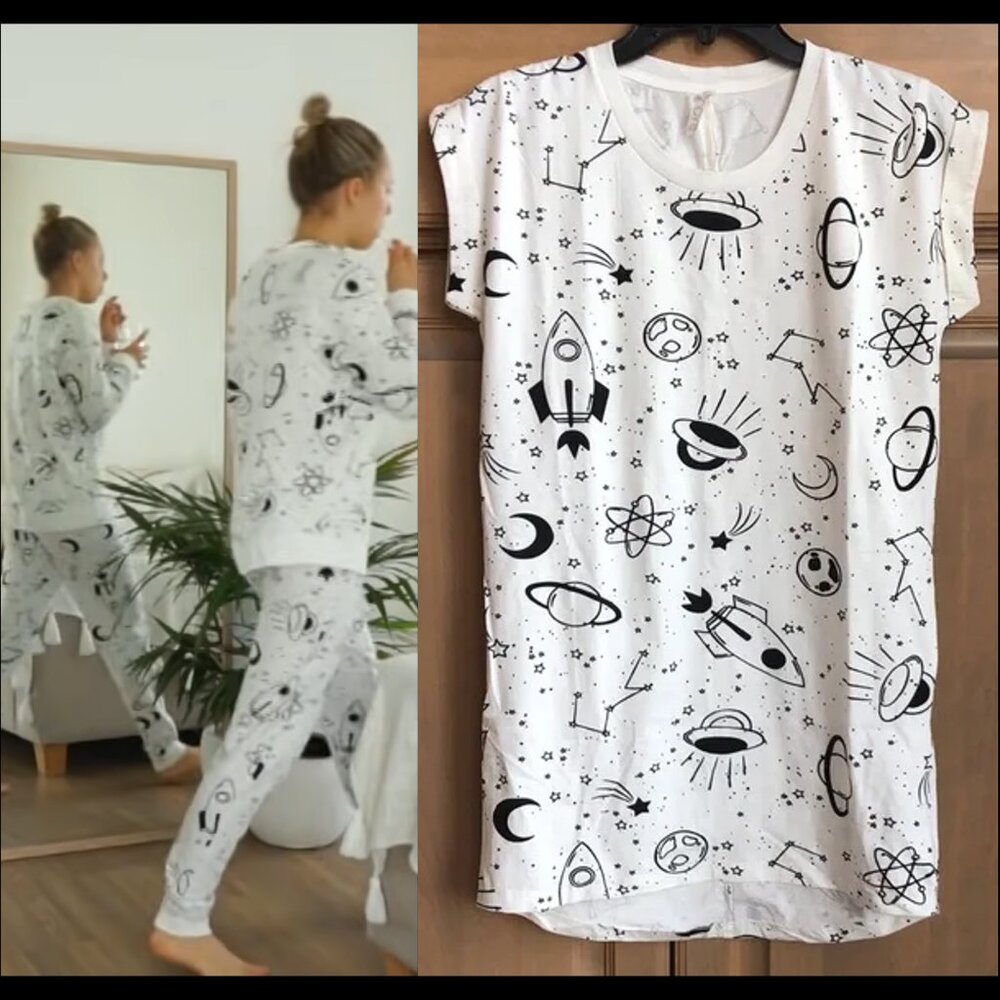 New Cotton On astronomy cosmos constellation astrology zodiac boxy pajama dress